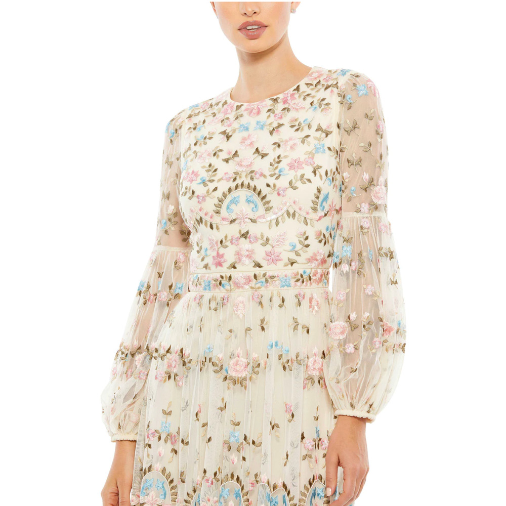 Mac Duggal EMBROIDERED BLOUSON SLEEVE GOWN Dress 10 NEW - Picture 3 of 10